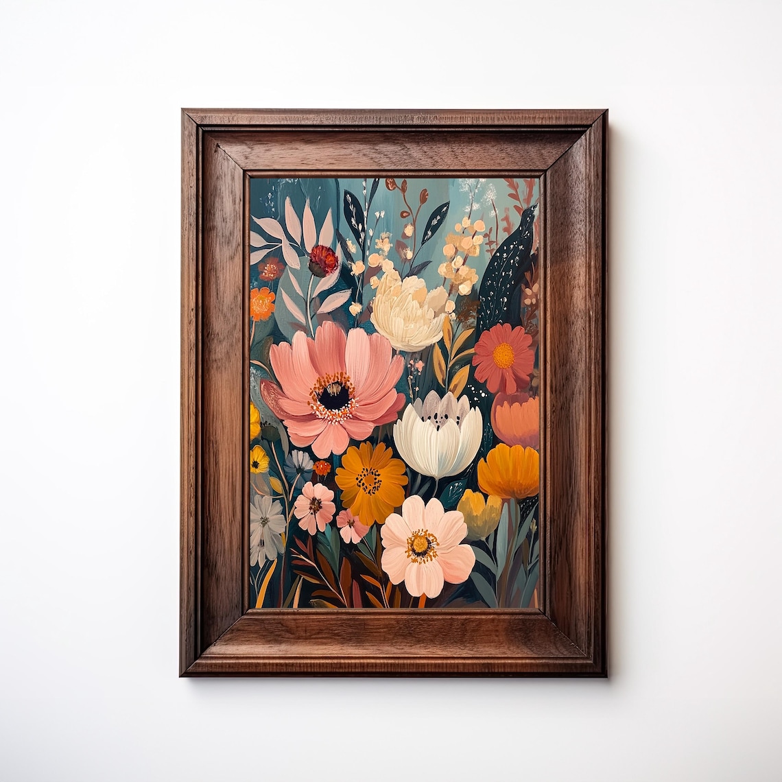 Boho Modern Flowers Abstract Print Mid Century Art Nursery Organic E319