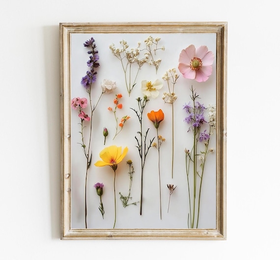 Pressed Wildflower Botanical Print Pastel Floral Nursery Bedroom Decor
