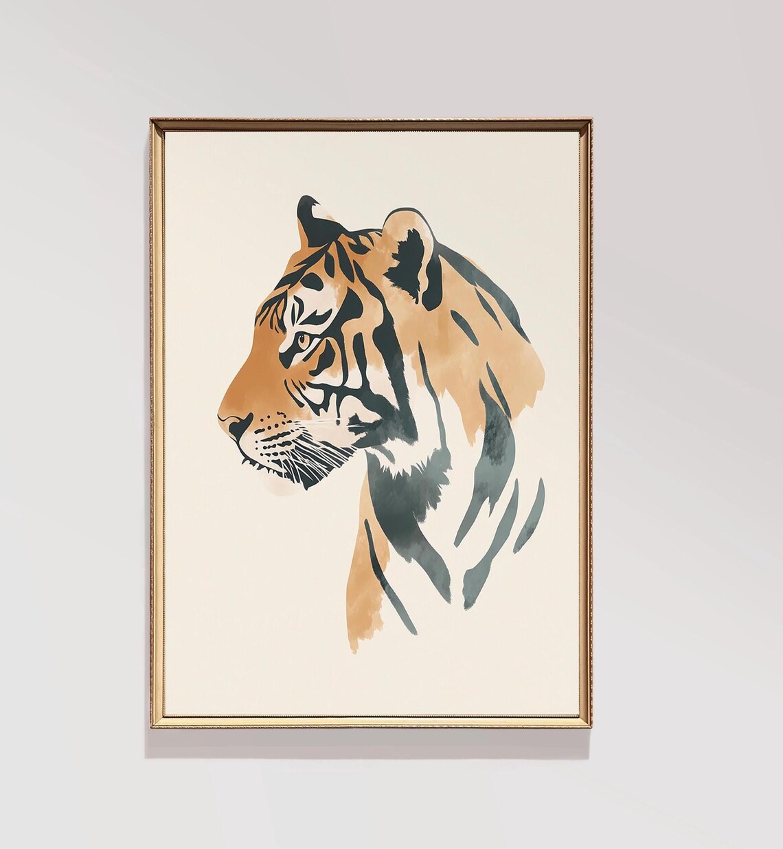 Tiger Print Abstract Portrait Of A Nursery Safari Wall Decor Boho Neutral Home Art E537