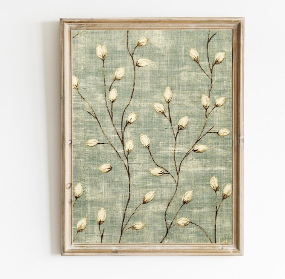 Spring Textile Sage Green And Beige Tapestry Art Print