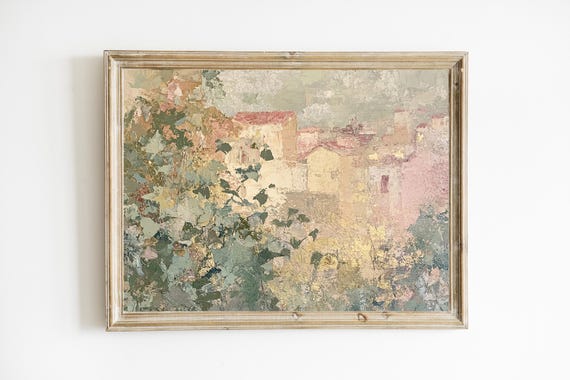 Spring Abstract Green Pink Soft Wall Decor Contemporary Modern Neutral Art E574