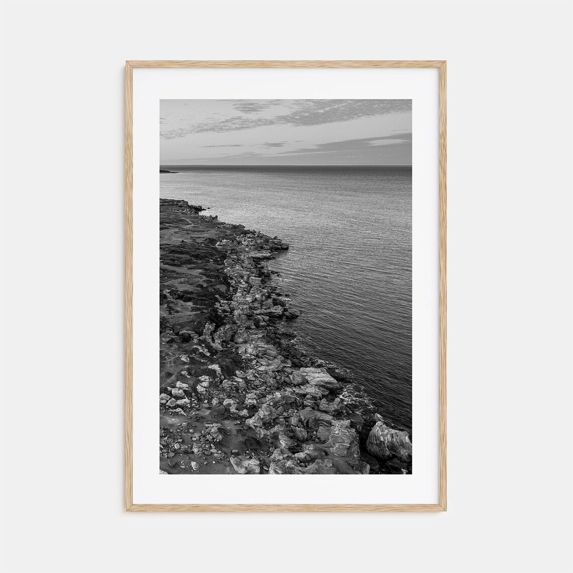 Western Australia Rocky Coastline Aerial Black And White Poster