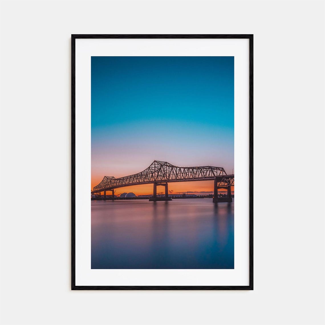 Baton Rouge Mississippi River Bridge Sunset Silhouette Photo Poster