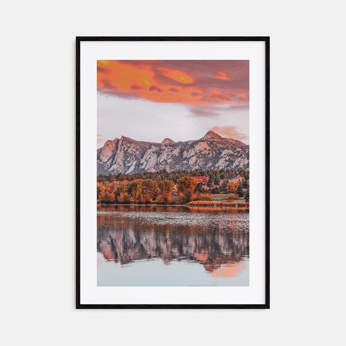 Estes Park Colorado Lake Sunset Rocky Mountain Reflection Photo Poster