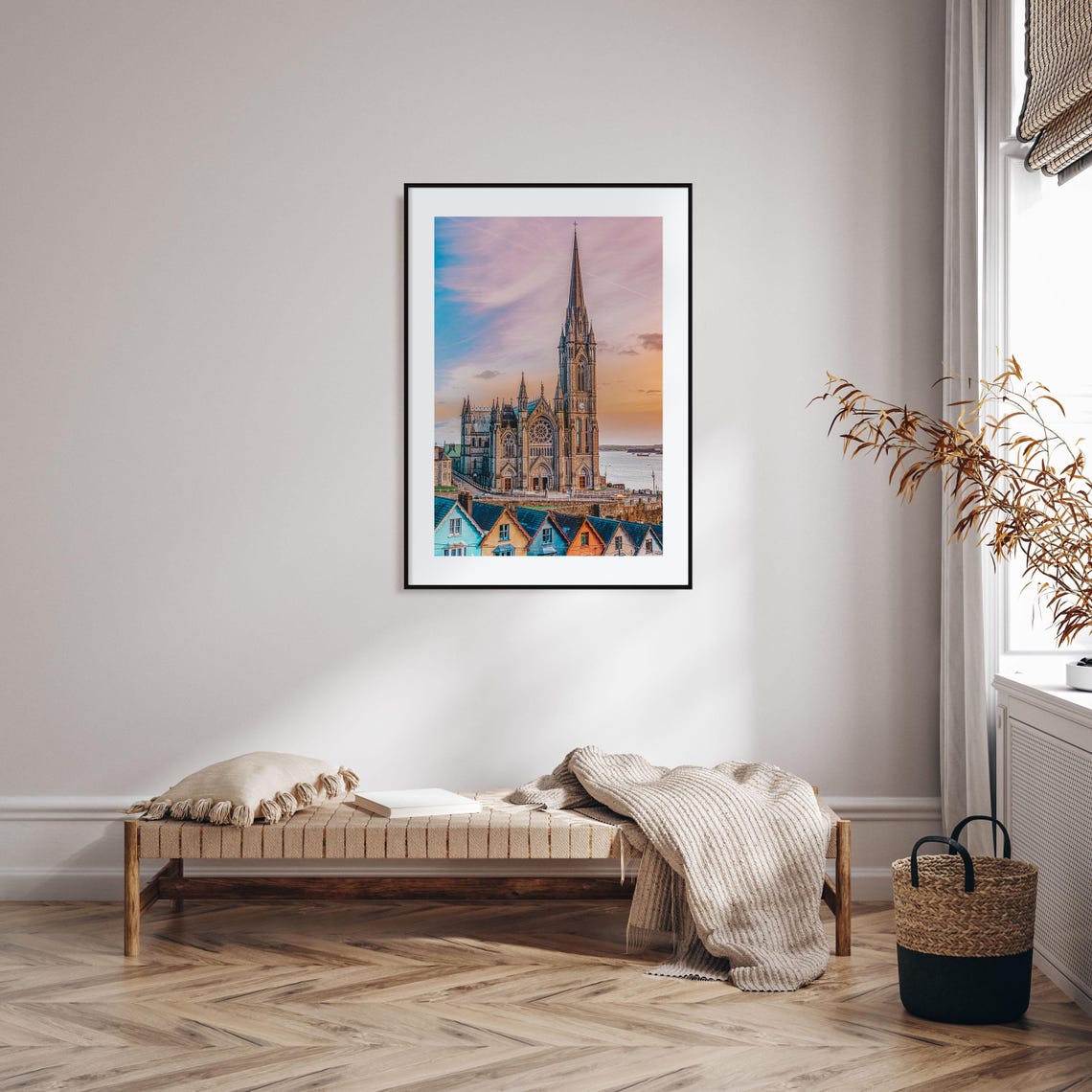 Cork Cobh Cathedral Colorful Houses Sunset Photography Poster - Image 2
