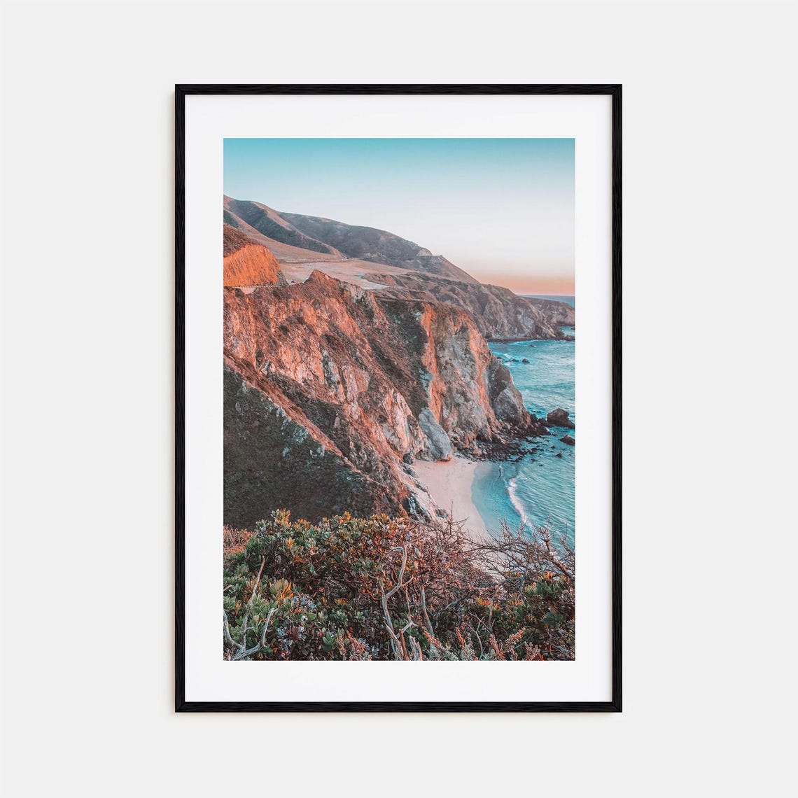 Big Sur Pacific California Cliffs Sunset Ocean Coast Scene Poster