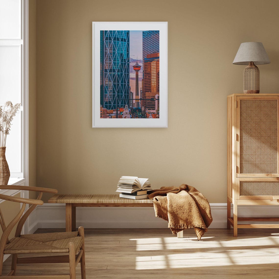 Calgary Downtown Sunset Skyline Glass Tower Dusk Glow Poster - Image 2