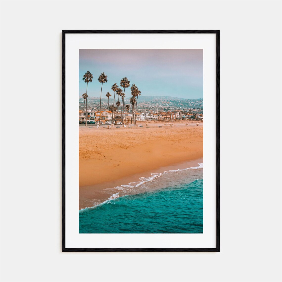 Newport Beach Golden Sand Palms Turquoise Surf Sunny California Poster