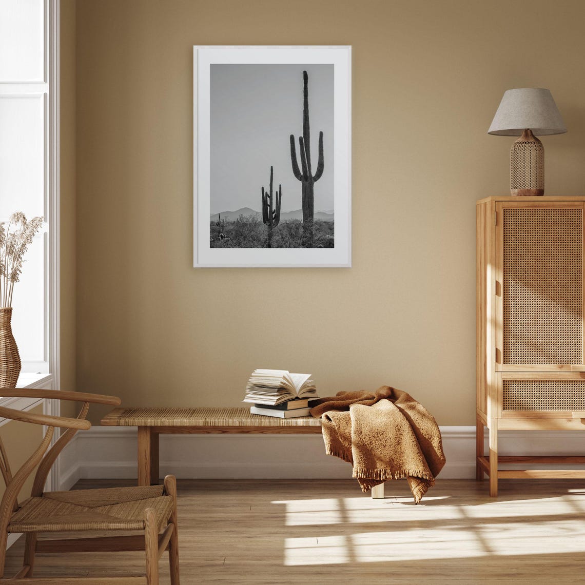 Sonora Desert Saguaro Cacti Black And White Southwest Poster - Image 3