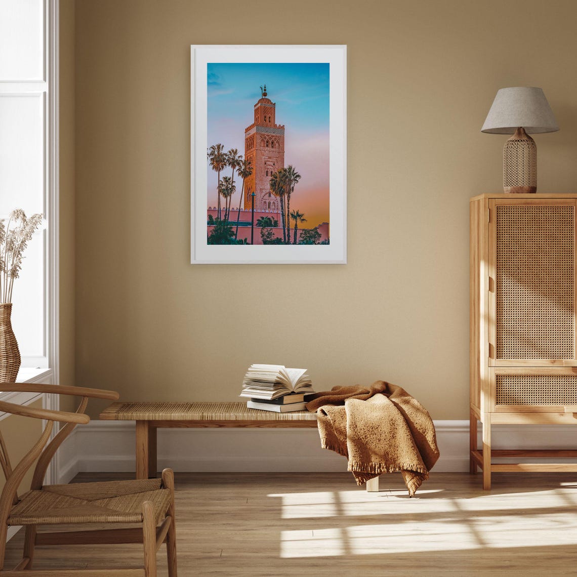 Marrakesh Koutoubia Mosque Minaret at Sunset Palm Trees Photo Poster - Image 3