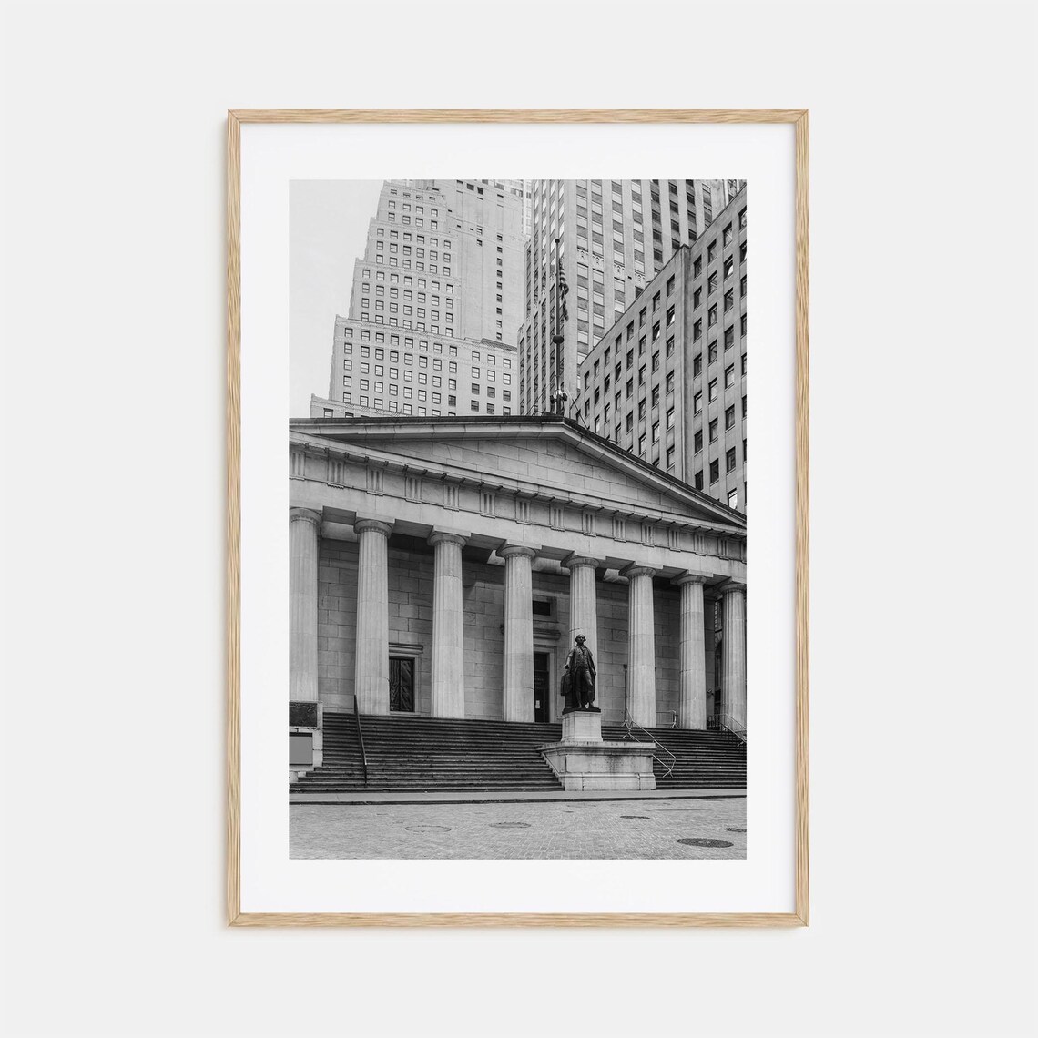 Wall Street Federal Hall Columns Black And White Finance Poster