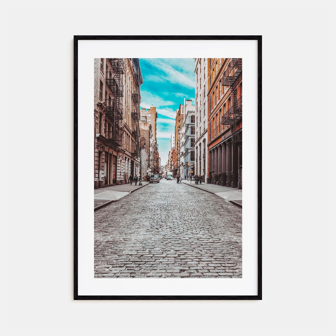Soho New York Cobblestone Street Fire Escapes NYC Downtown Poster