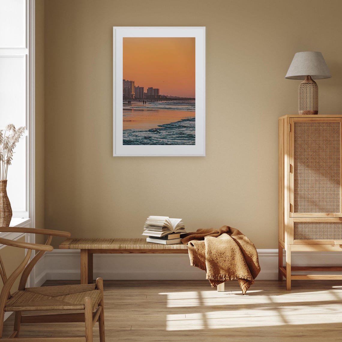Myrtle Beach Golden Hour Shoreline Waves Reflection View Poster - Image 2
