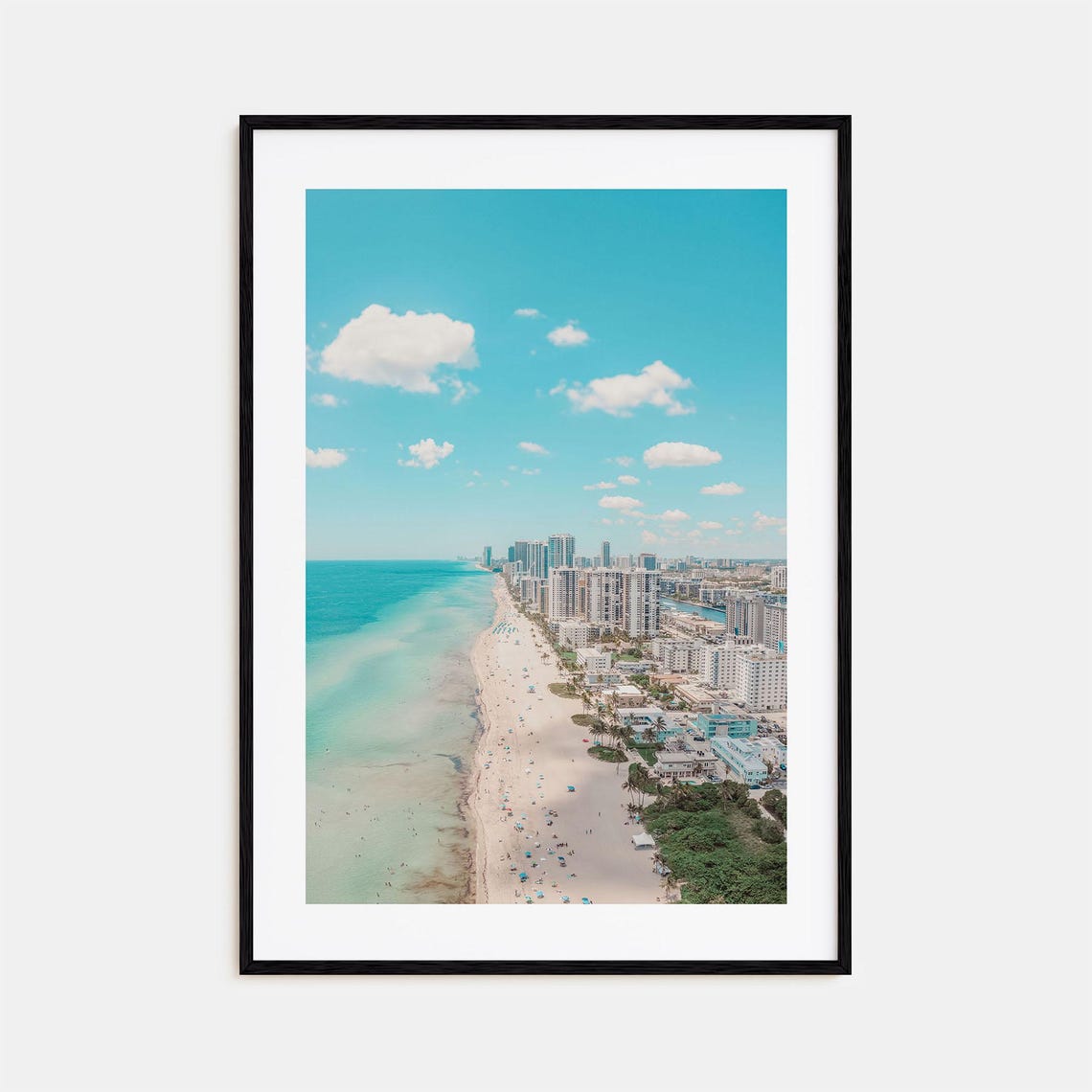 Aerial Beachfront City Skyline Turquoise Ocean Beach Photo Poster