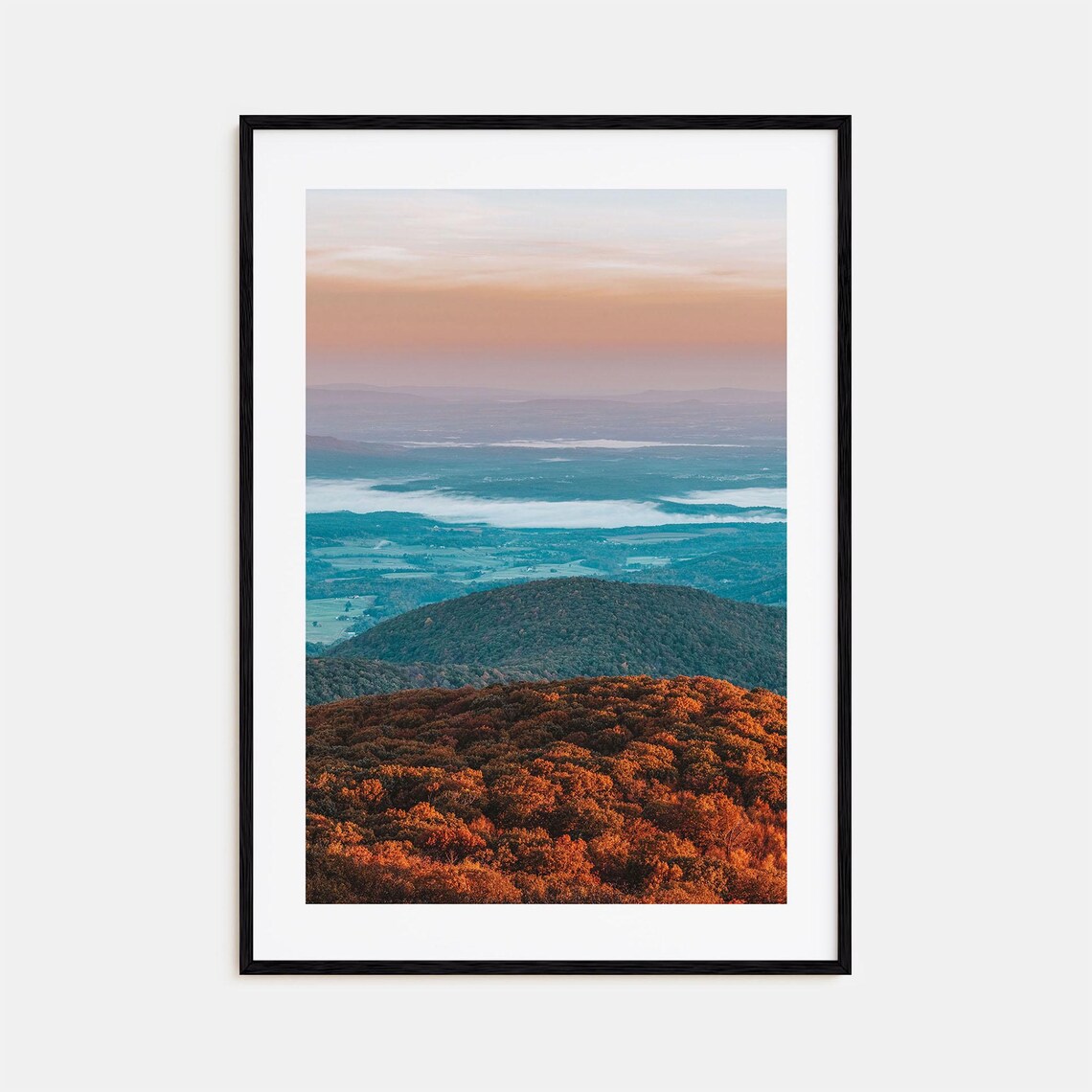 Northern Virginia Autumn Valley Misty Blue Ridge Dawn Overlook Poster