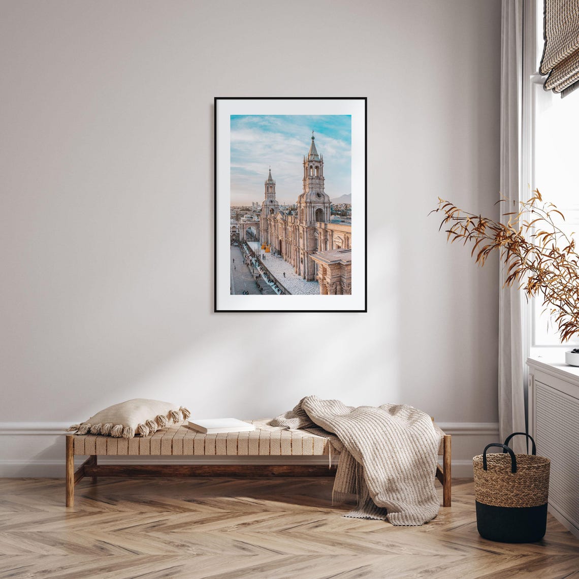 Arequipa Peru White Stone Cathedral Towers Glowing Sunset Photo Poster - Image 2