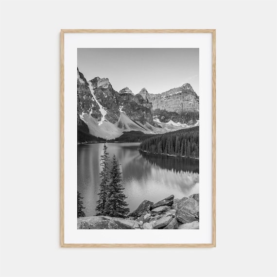 Lake Louise Black And White Travel Poster, Map Art