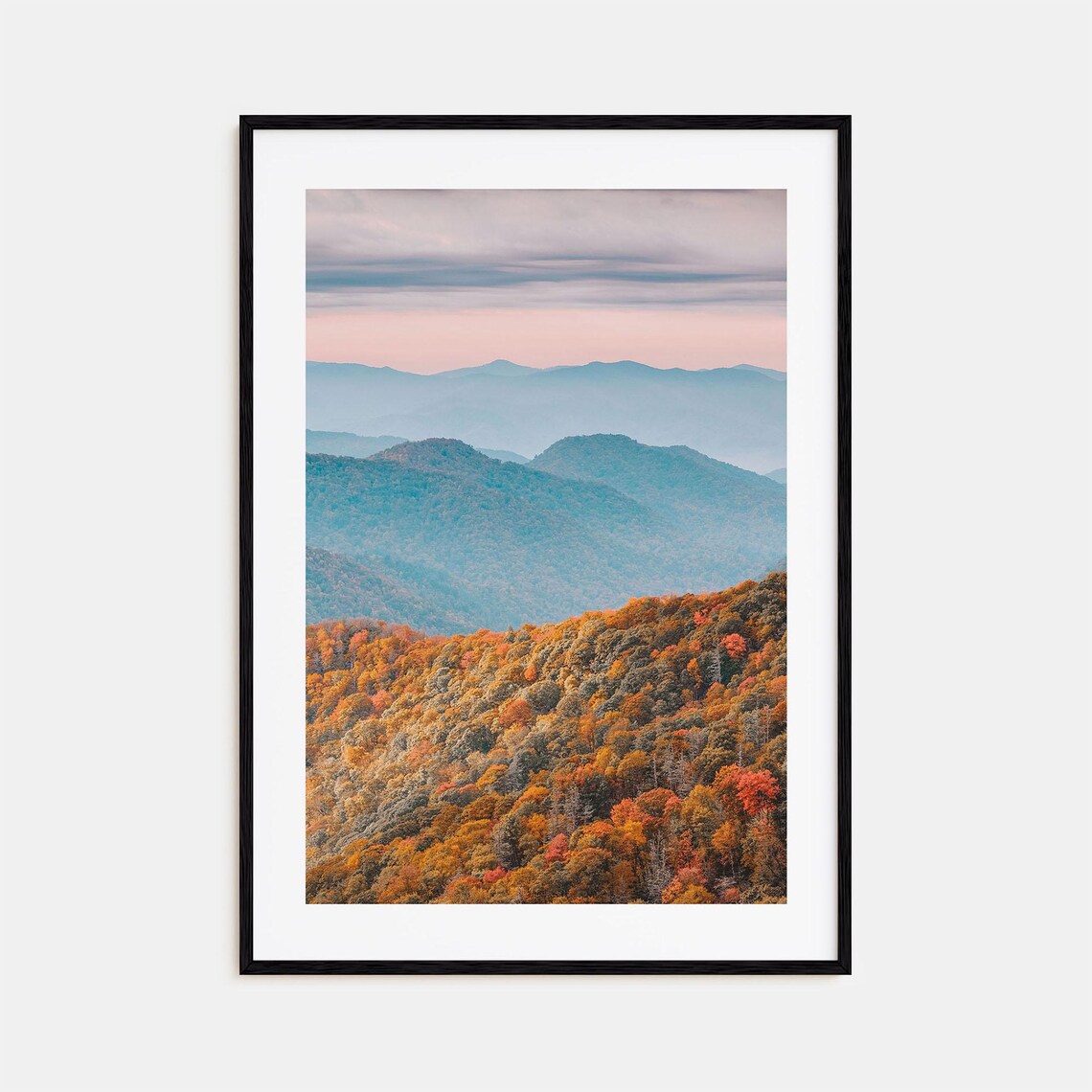 Great Smoky Mountains Autumn Hills in Soft Blue Haze Scenic Print