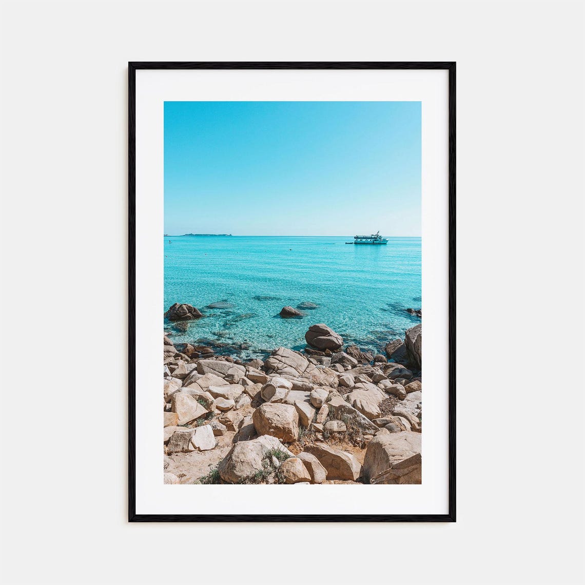 Rocky Shore Turquoise Water Clear Sea Coast Sunny Summer Travel Poster