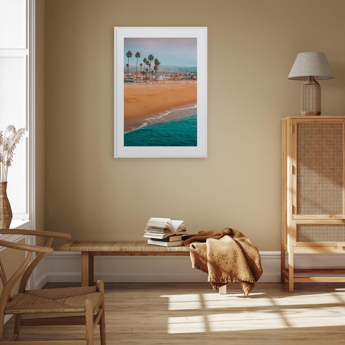 Newport Beach Golden Sand Palms Turquoise Surf Sunny California Poster - Image 3