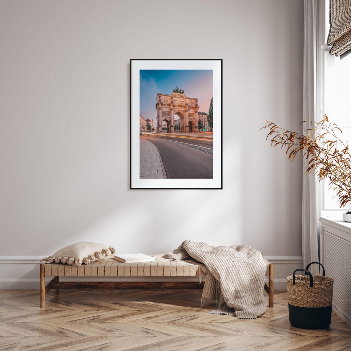 Munich Victory Gate Sunset Street Light Trails Germany Poster - Image 2