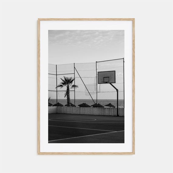Basketball Court Photo Poster Print No 3 Basketball Court Black And White Art Basketball Court Wall Photography Travel Map Poster
