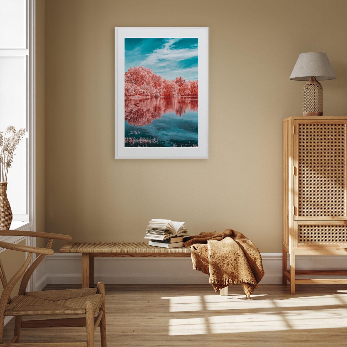 Minnesota Cotton Candy Pink Trees Lake Mirror Reflection Poster - Image 3