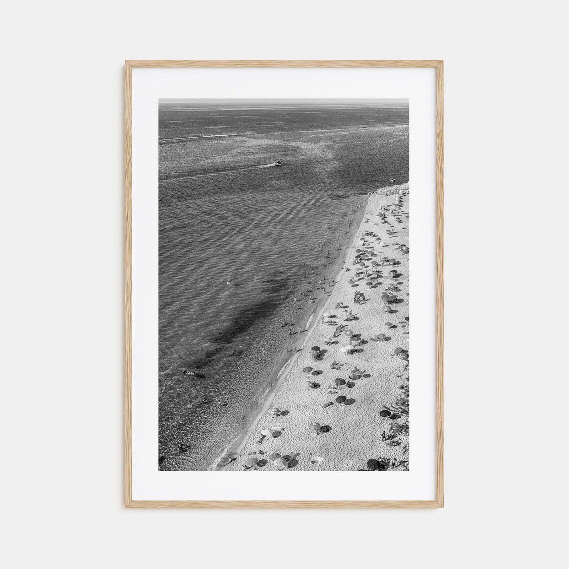 Tyrrhenian Sea Beach Umbrellas Aerial Black And White Sea Poster