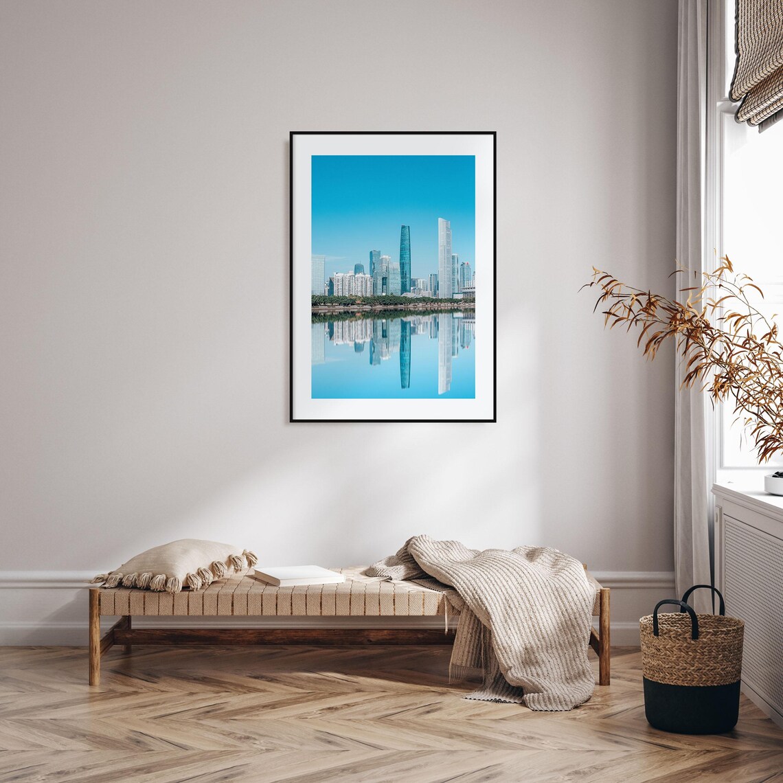 Guangzhou Modern Skyline Mirrored in Still Water Daytime Print - Image 2