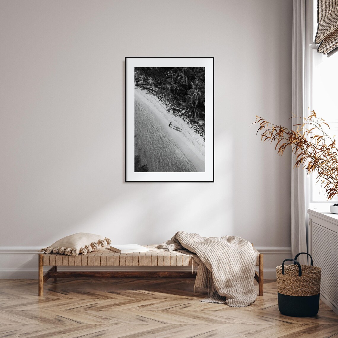 Dominican Republic No 2 Black And White Aerial Beach Palm Poster - Image 2