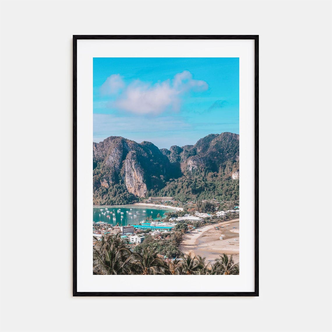 Thailand Tropical Bay Viewpoint Palm Beach Limestone Cliffs Print
