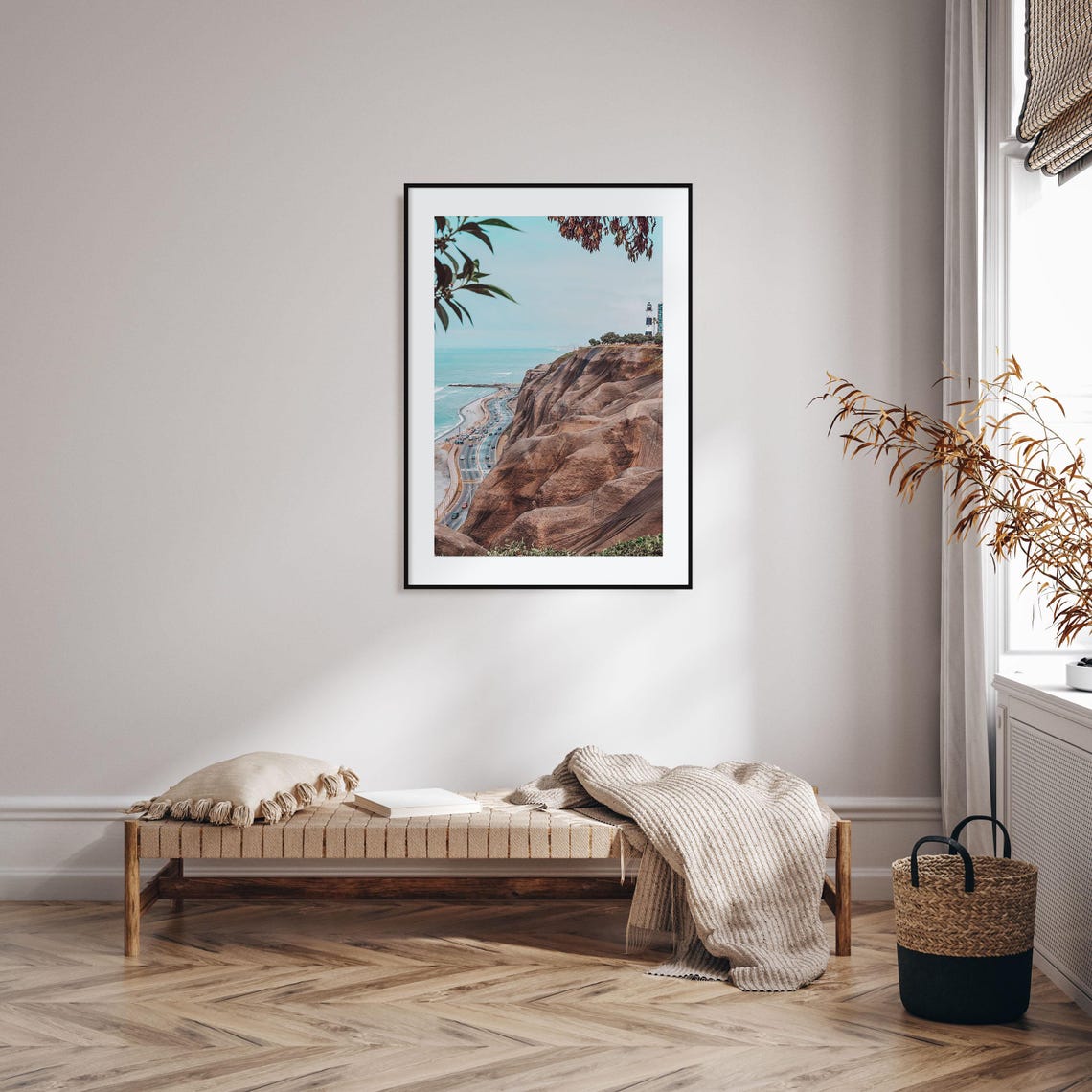 Lima Peru Coastal Cliffs Highway Lighthouse Pacific Ocean View Poster - Image 2