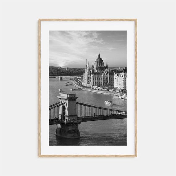 Budapest Black And White Travel Poster, Wall Art Print