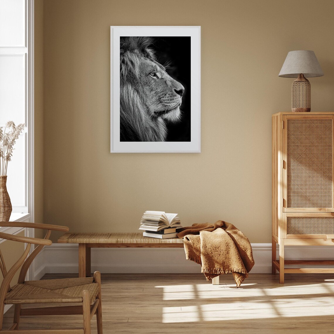 Male Lion Profile Close Up Majestic Mane Wildlife Photo Poster - Image 3