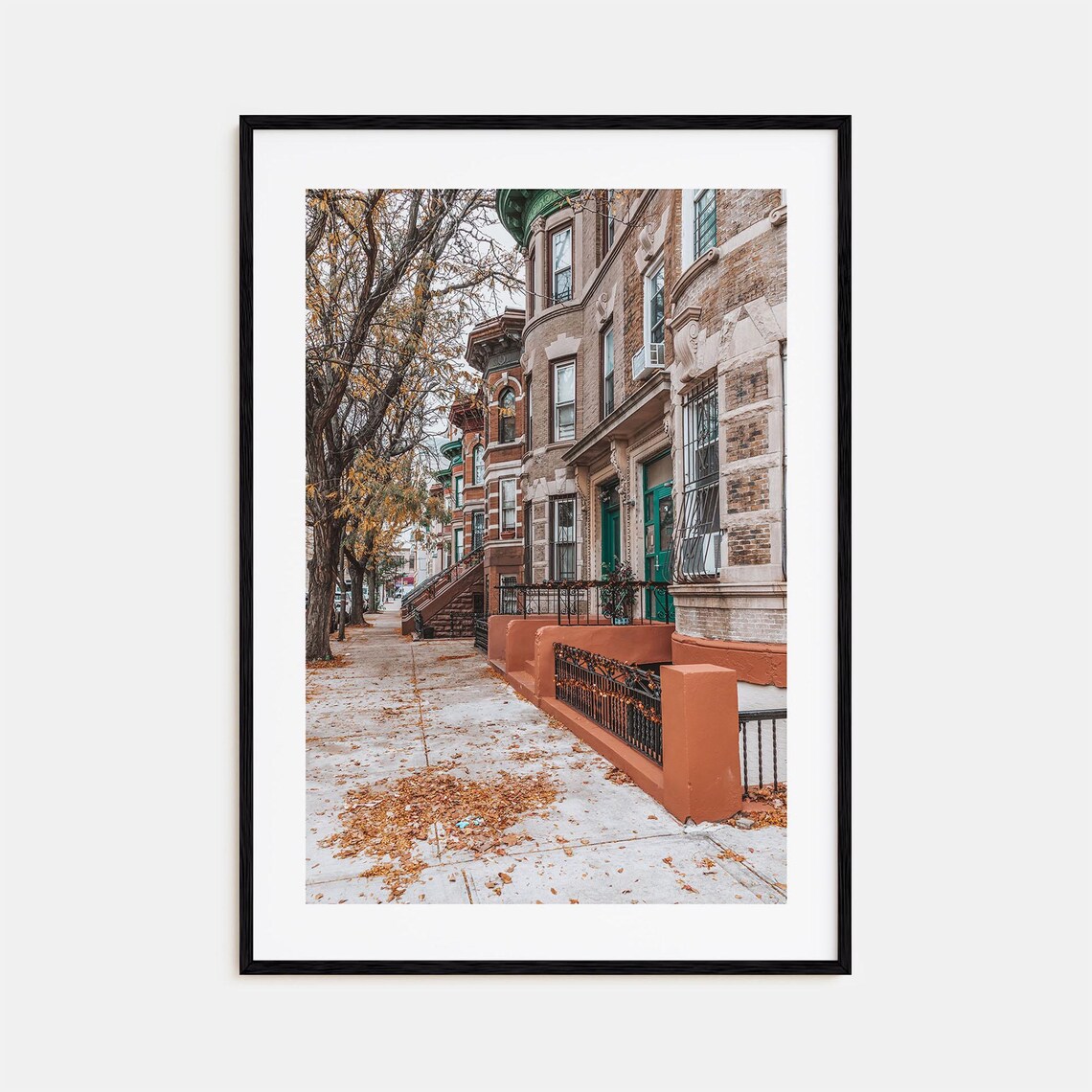 The Bronx NYC Historic Brownstone Street Autumn Photo Poster