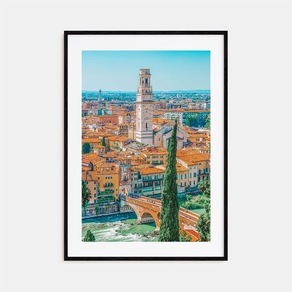 Verona Torre dei Lamberti Ponte Pietra Adige River View Photo Poster