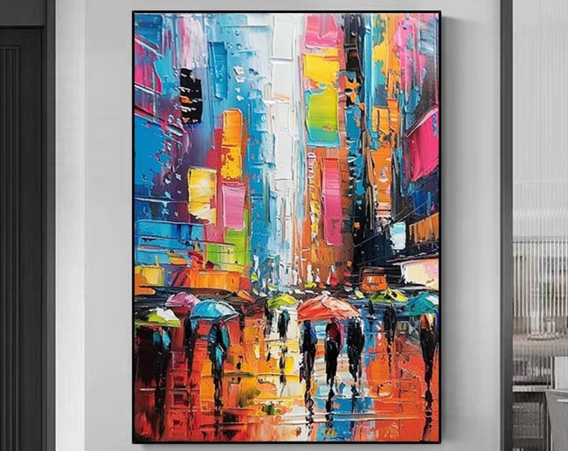 Custom Urban Cityscape, Abstract Oil-Painting Art Print