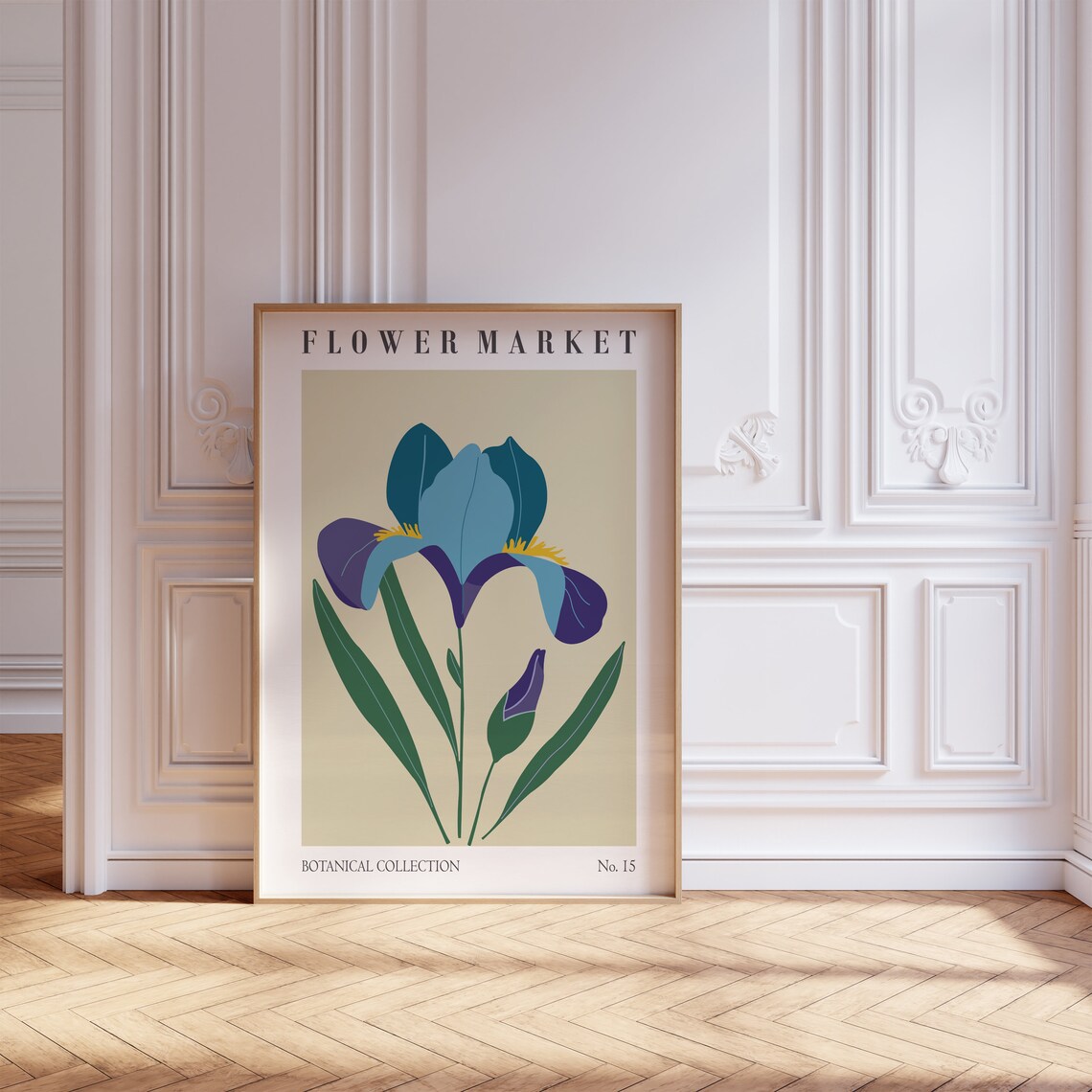 Flower Market Iris Botanical Collection Blue Bloom Floral Wall Art - Image 3
