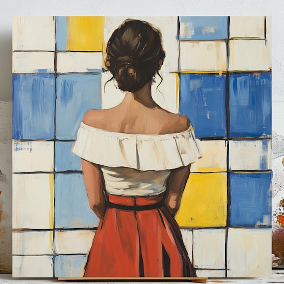 Figurative Woman Painting, Minimalist Female Silhouette
