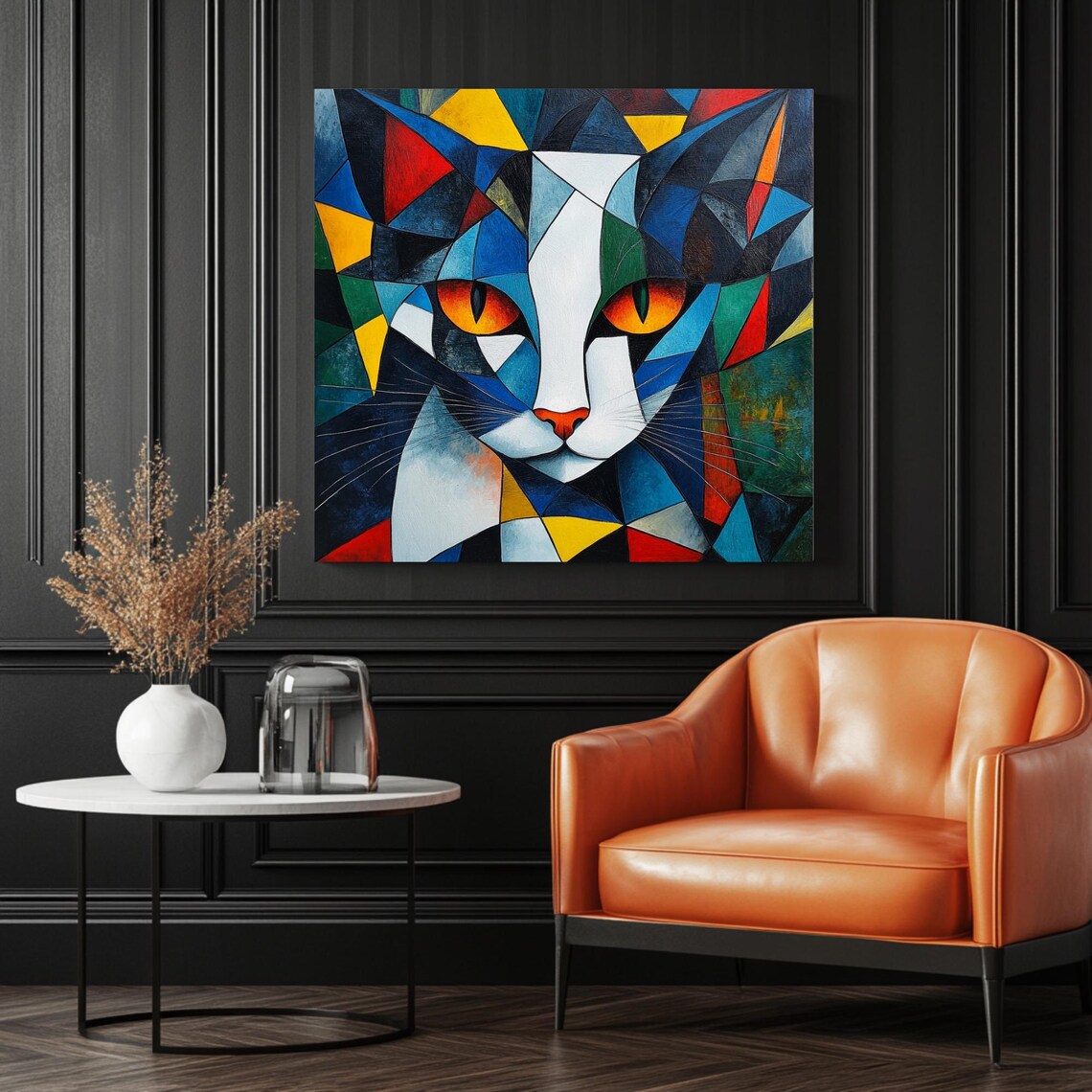 Abstract Cat Art Print, Modern Living Room Decor - Image 3