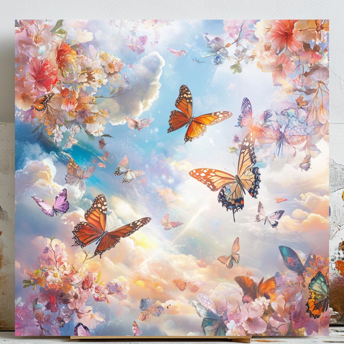 Butterfly Wall Art Poster, Dreamy Sky Nursery Decor
