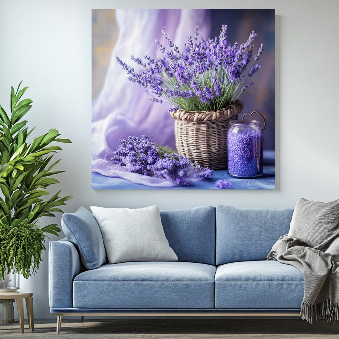 Lavender In Basket, Minimalist Art Print - Image 2