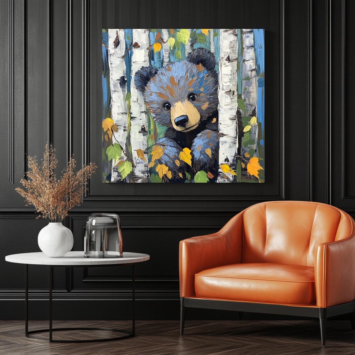 Birch Tree With Bear, Nature Wall Decor - Image 3
