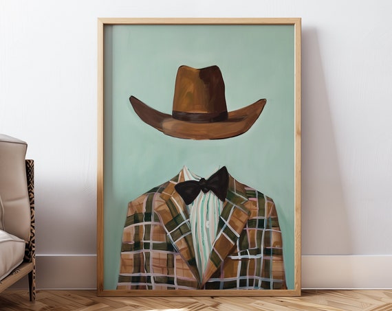 Hand Drawn Cowboy Painting, Vintage Western Poster