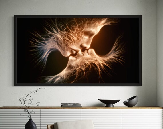 Ethereal Lovers Art Abstract Couple Canvas Paintings Romantic Huge Lovely Wall Bedroom Ready To Hang
