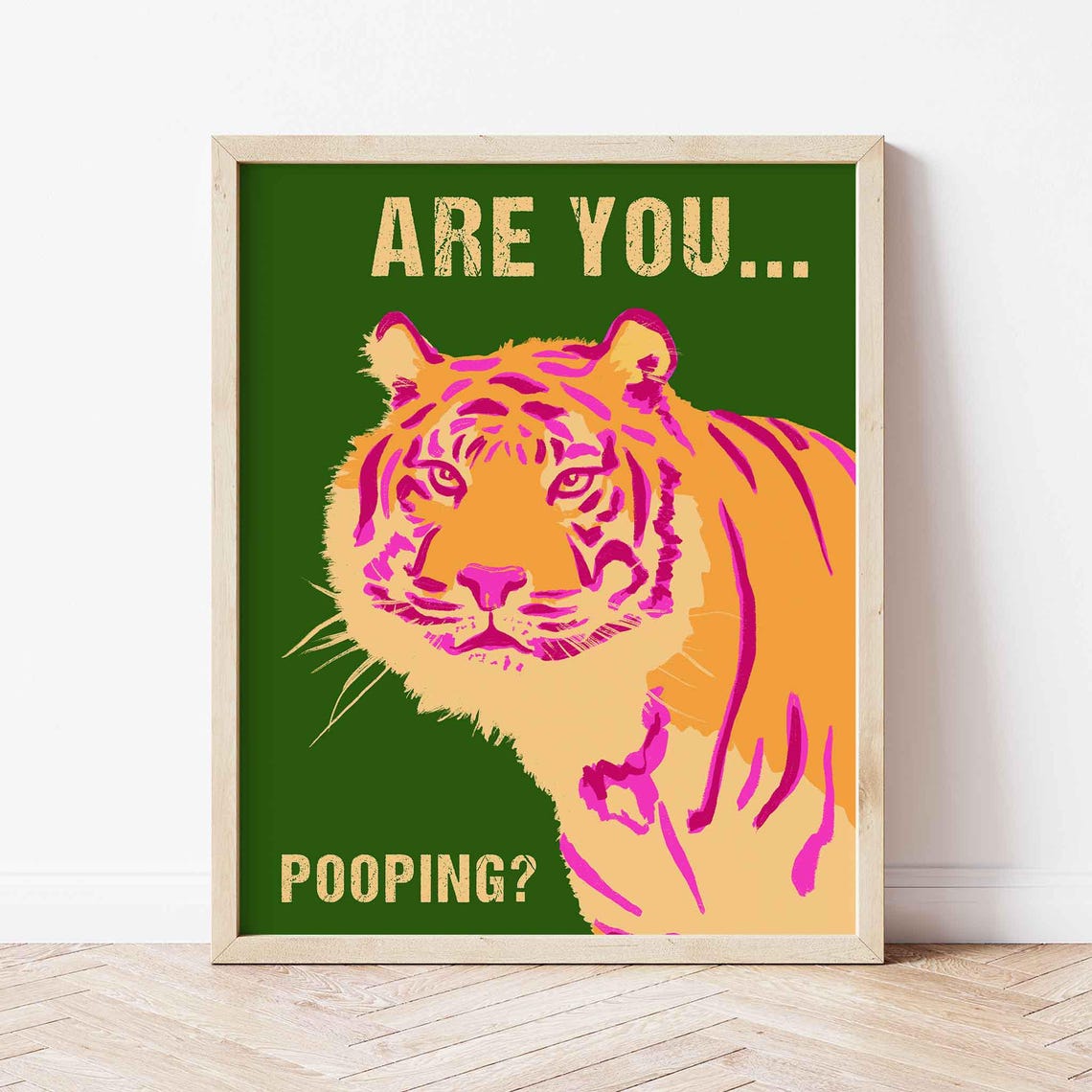 Are You Pooping Funny Tiger Bathroom Quote Colorful Pop Art Poster