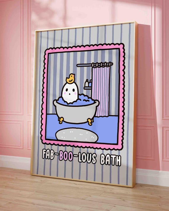 In A Bath Poster Cute Halloween Funny Bathroom Decor Creepy Design Spooky Trendy Art Print Unframed Shipped Wall