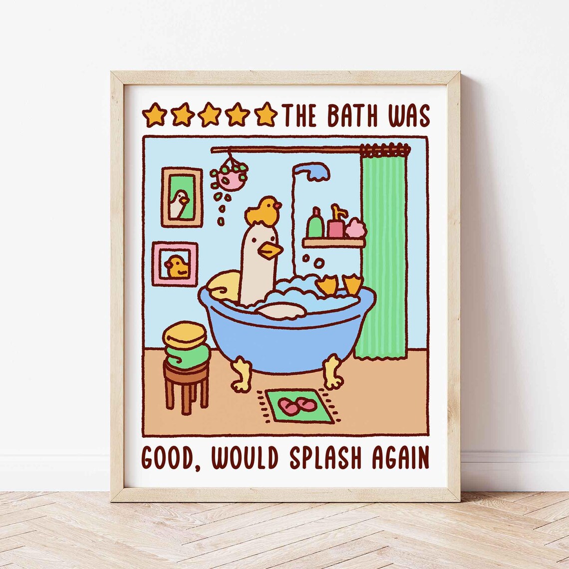 Duck In A Bath Poster, Cute Bathroom Art Print
