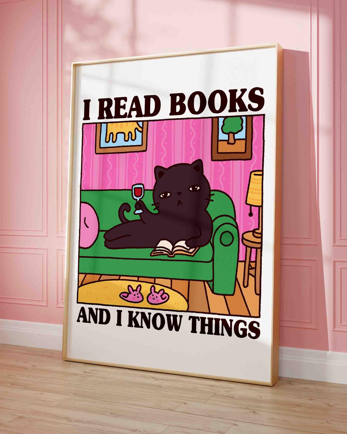 I Read Books and I Know Things Black Cat Quote Poster for Readers
