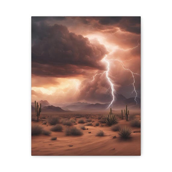 Desert Lightning Canvas Print Gallery Wall Art Decor